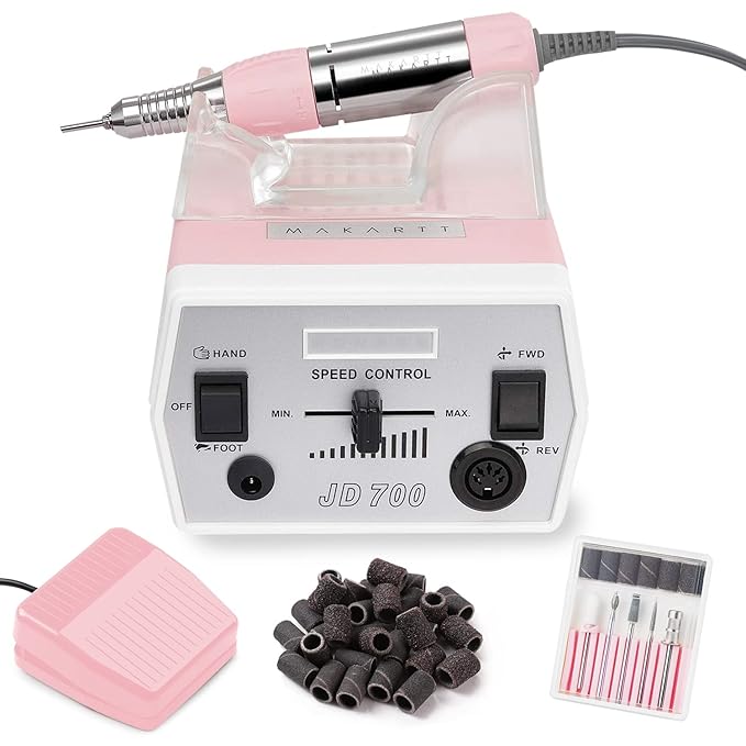 Makartt Nail Drill - Portable Electric Nail File Machine Geneviere E File Pink JD700 Professional 30000RPM Manicure Drill for Acrylic Nails Poly Nail Gel Polish Beauty Gift-BrightBean Baby