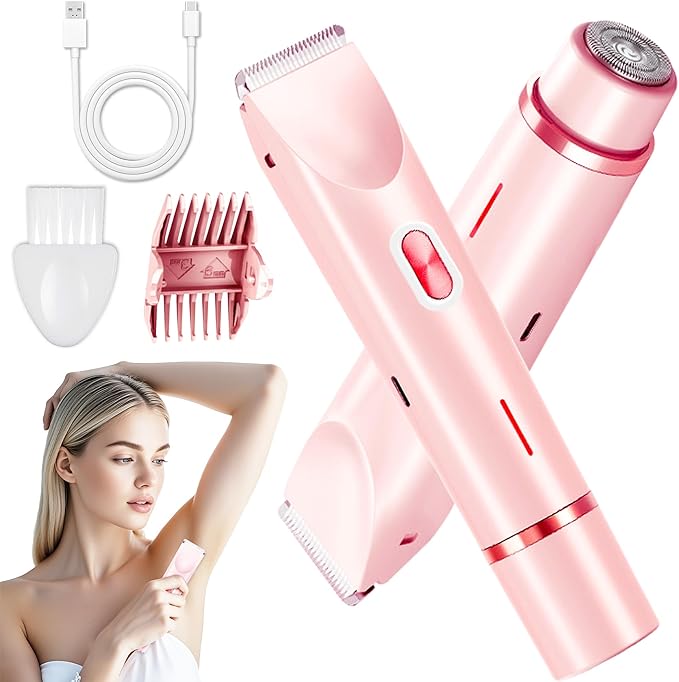 Bikini Trimmer for Women, Electric Razor & Shaver with Dual Ceramic Blades, Painless Hair Removal for Face, Body & Intimate Areas, 90min Cordless Runtime, Waterproof Travel Grooming Kit-BrightBean Baby