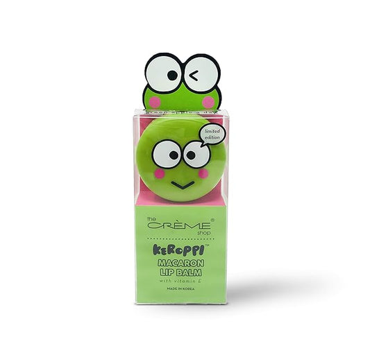 The Crème Shop x Sanrio Hello Kitty Macaron Lip Balm (Keroppi Green Apple A Day) Korean Cute Scented Pocket Portable Soothing Advanced Must-Have on-the-go-BrightBean Baby