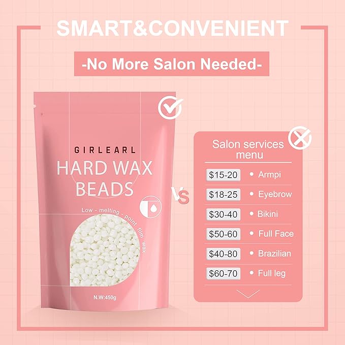 1lb Wax Beads for Hair Removal - Unscented Hard Wax Beads Refill for Professional Full Body Waxing - Ideal for Facial, Brazilian Bikini, Legs, and Underarms at Home for Women and Men (White)-BrightBean Baby