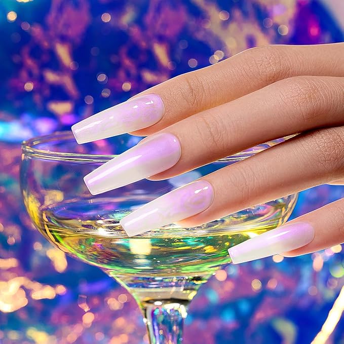 RARJSM Gel Builder Nail Polish Pearl White Purple Glitter Hard Gel in a Bottle Mermaid Shell Pearlescent Thick Extension Structure Gels for Nails 15ml Soak Off Curing Requires Salon Home DIY Use-BrightBean Baby