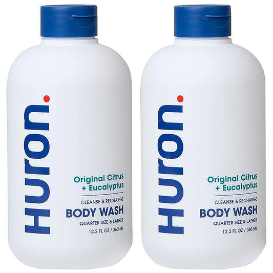 Huron Men's Moisturizing Body Wash - Crisp Citrus, Eucalyptus, Mint & Aromatic Greens Scent, 12.2 fl oz (2 Pack)-BrightBean Baby