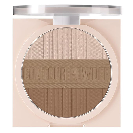 Contour Powder Makeup Palette Matte Shimmer Face Sculpting Shading Silky Smooth Tone Tuning Flawless Pressed Powder Bronzer for Warm Skin Tone, 01 Warm Brown-BrightBean Baby
