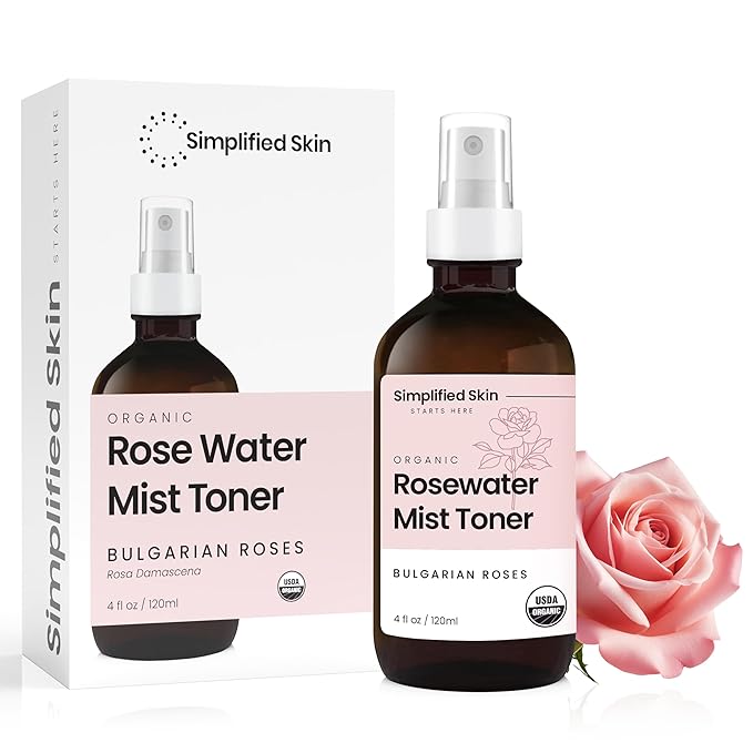 Simplified Skin Rose Water Spray for Face – Natural Organic Facial Toner – Hydrating Face & Hair Mist & Makeup Remover – Alcohol-Free 4 Fl Oz 3-Pack-BrightBean Baby