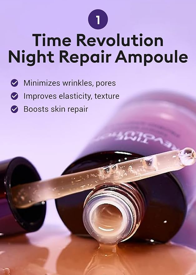 MISSHA Time Revolution Night Repair 5X Gift Set Night Repair Ampoule and Cream 5X, The First Essence 5X for Youthful, Glowing Skin-BrightBean Baby