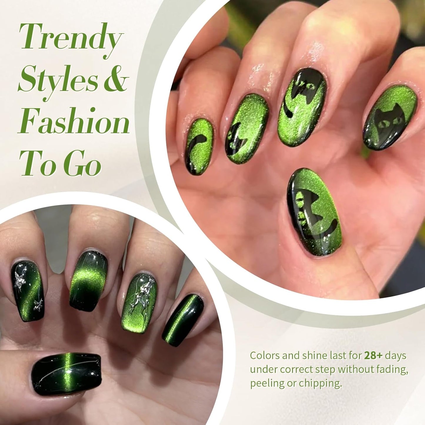 Born Pretty Cat Magnetic Gel Nail Polish 9D Wormhole Holorgraphic Cat Magnetic Eye Gel Polish U v Nail Gel Diy Art for Girls Women 15ML-BrightBean Baby