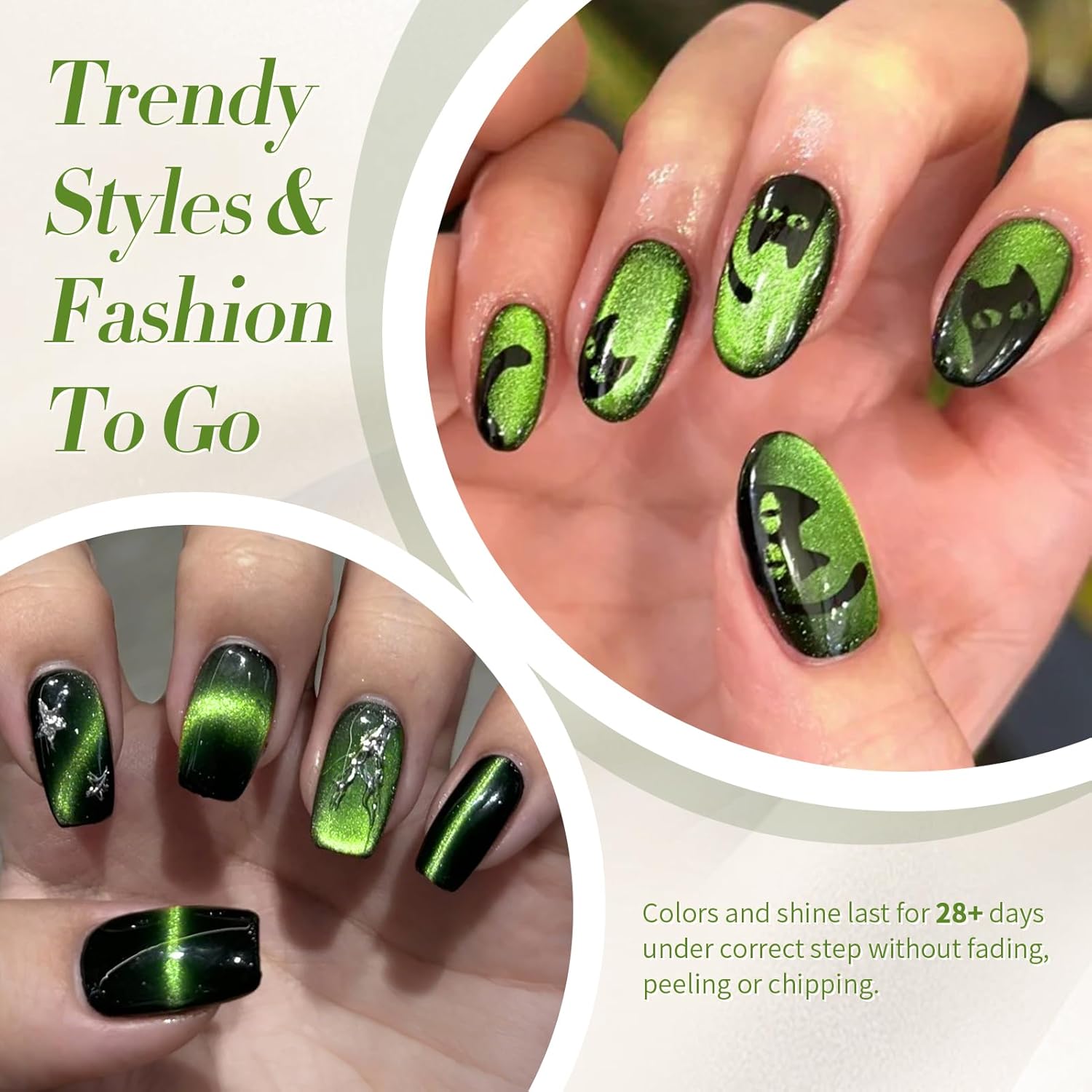 Born Pretty Cat Magnetic Gel Nail Polish 9D Wormhole Holorgraphic Cat Magnetic Eye Gel Polish U v Nail Gel Diy Art for Girls Women 15ML-BrightBean Baby