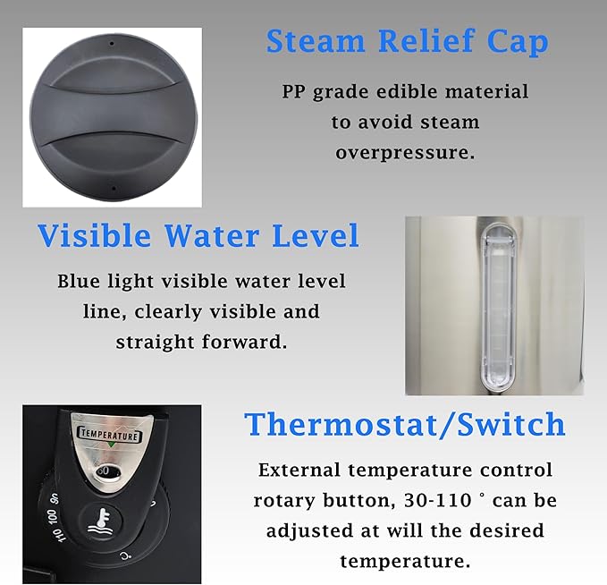 Commercial Electric Kettle Warmer Stainless Steel Hot Water Dispenser Hot Water Boiler And Warmer with Faucet Quick-Temp or Boil for Tea Coffee 1500W 21.7 Liter Capacity