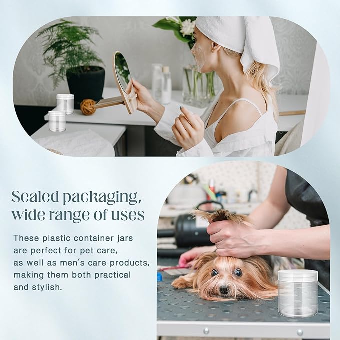 SATINIOR 24 Pieces Empty Clear Plastic Jars with Lids Round Storage Containers Wide Mouth for Beauty Product Cosmetic Cream Lotion Liquid Butter Craft and Food (Clear Lid,16 oz)-BrightBean Baby