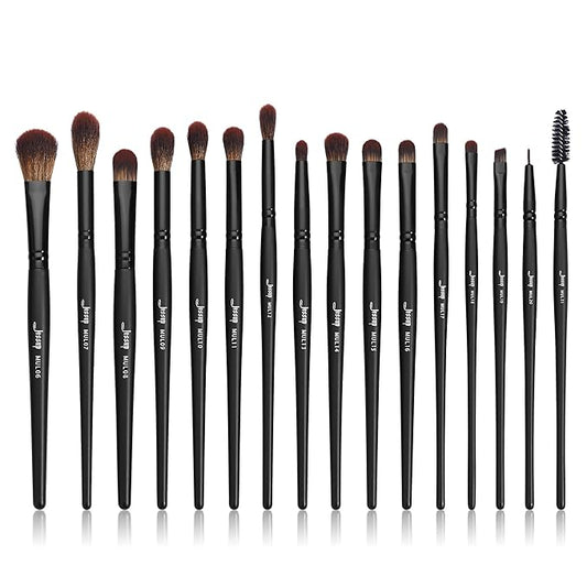 Jessup Eye Brushes Set, Vegan Makeup Brushes with Concealer Powder Eyeshadow Blending Eyeliner Spoolie Brush, 16pcs Premium Synthetic Black Cosmetic Brush T272-BrightBean Baby