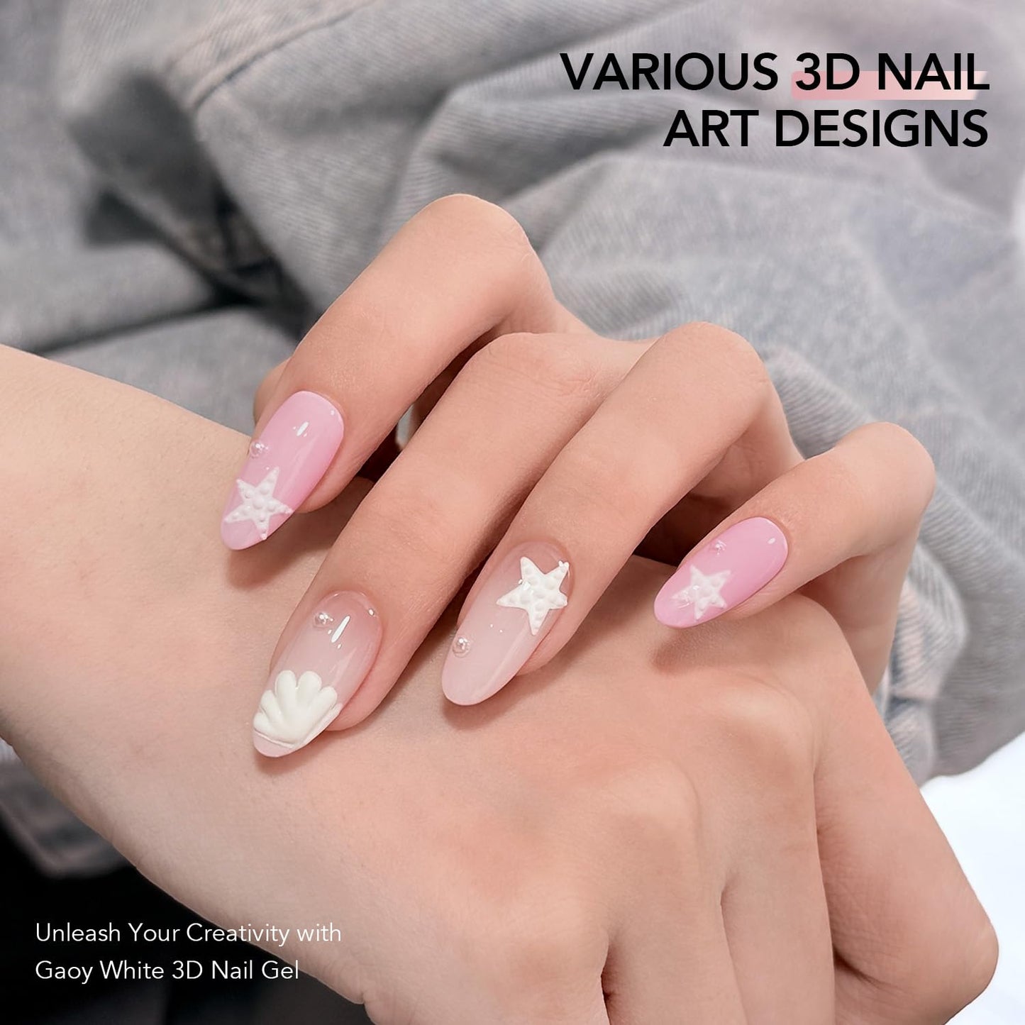 GAOY White 3D Nail Gel, 15g Sculpting Gel for 3D Nail Art Designs Carving, Molding, Painting, No Wipe Gel for Gems & Charms Decoration, Salon DIY Use-BrightBean Baby