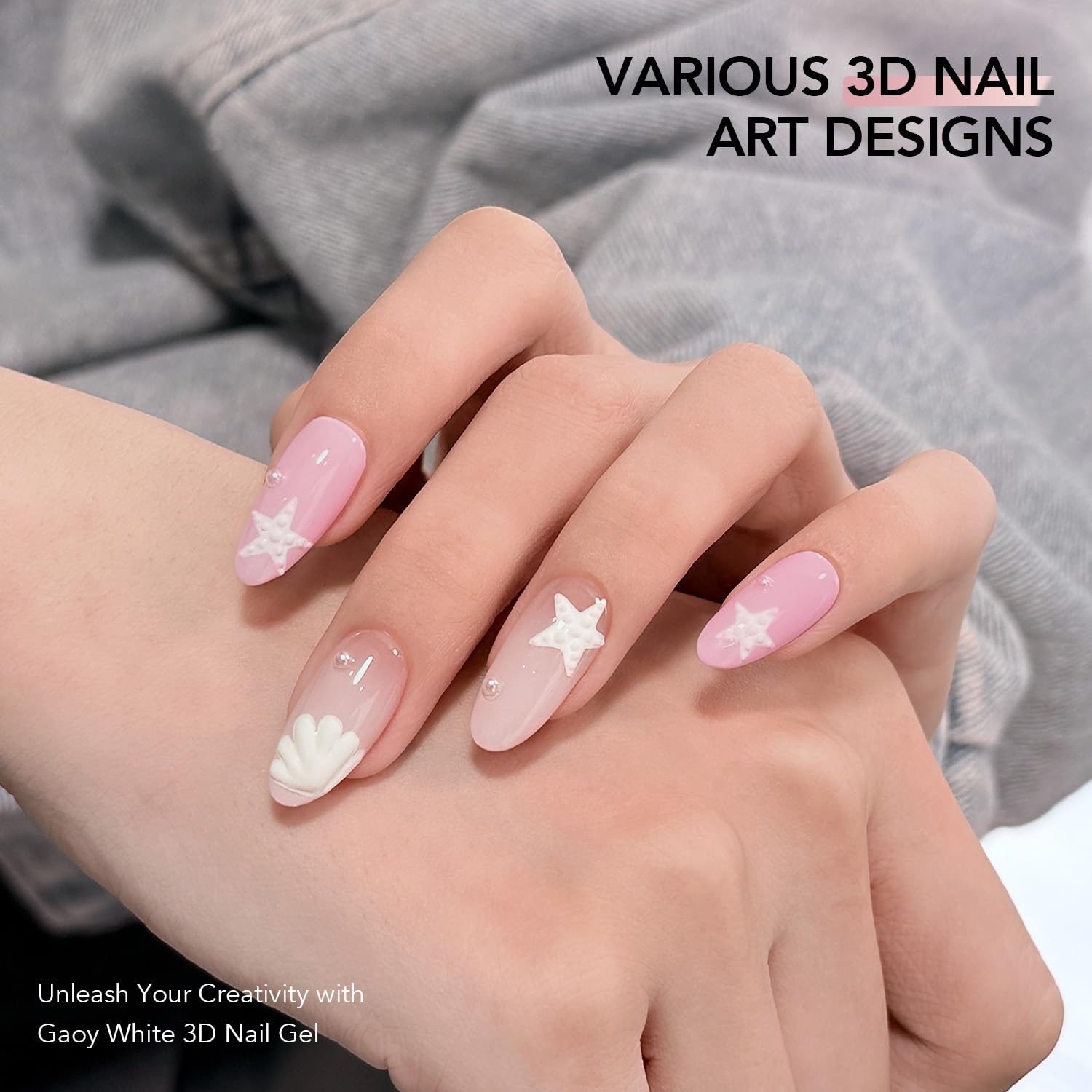 GAOY White 3D Nail Gel, 15g Sculpting Gel for 3D Nail Art Designs Carving, Molding, Painting, No Wipe Gel for Gems & Charms Decoration, Salon DIY Use-BrightBean Baby