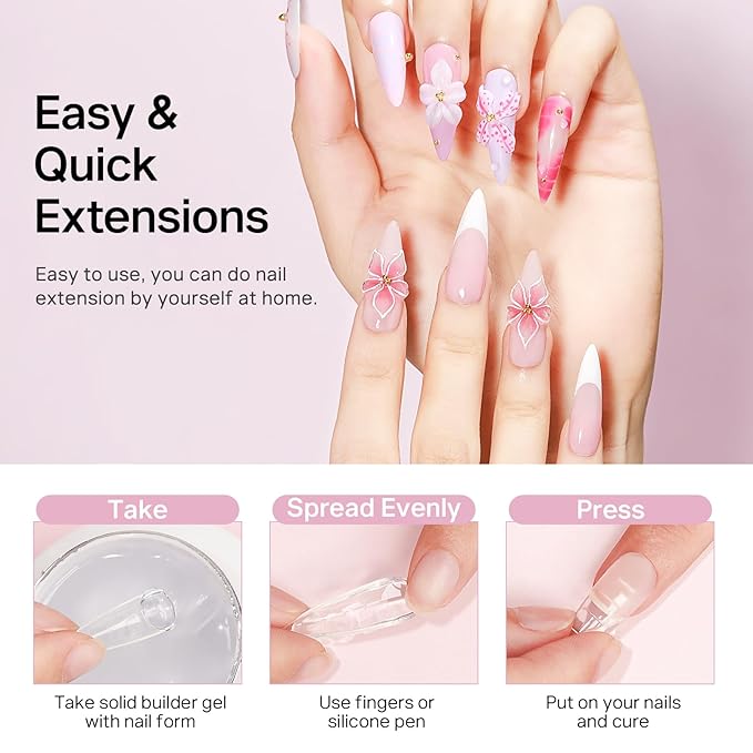 MIZHSE 2Pcs 3D Nail Gel Sculpting Gels, Clear and White Solid Builder Gel for Nails with Silicone Nail Molds Molding Gels 3D Art Non-Sticky Hand UV LED for Nails Salon Home DIY-BrightBean Baby