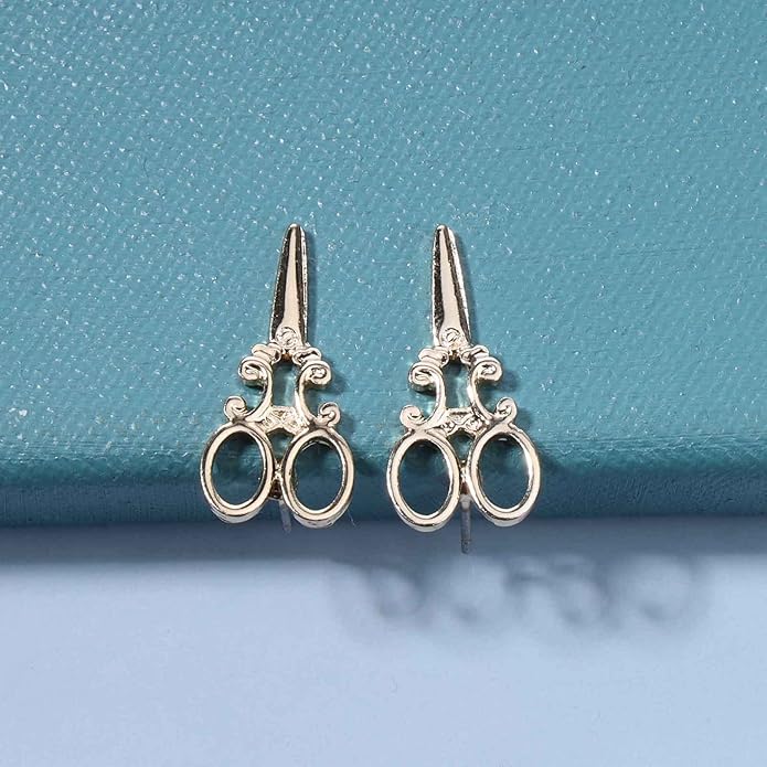 Punk Scissors Stud Earrings Gold Barber Earrings Minimalist Petite Earrings Personalized Earrings for Women and Girls Hair Stylist Gifts-BrightBean Baby