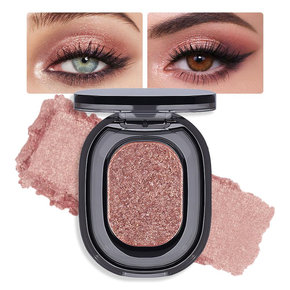 Eye shadow low saturation delicate long-lasting eye shadow palette, Monochrome Glittler Eyeshadow, pressed glitter eyeshadow, Glittle Pressed Powder Single Vegan Eyeshadow, (02 Glittle Brown)-BrightBean Baby