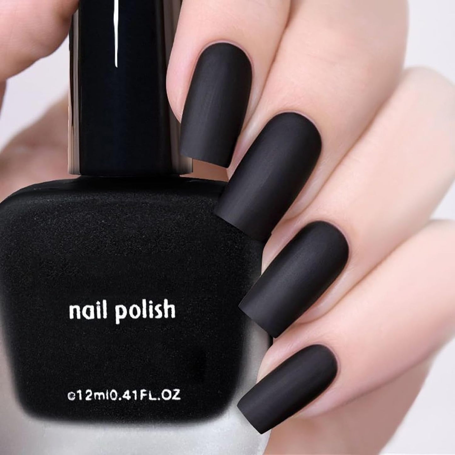 NovaCharm 12ml Black Matte Nail Polish, Quick Dry Nail Lacquer for Nail Art Varnish, Mist Effect Matte Finish Velvet Nail Polish, Silky Velvet Fingernail Polish For Women Girls Manicure DIY at Home-BrightBean Baby