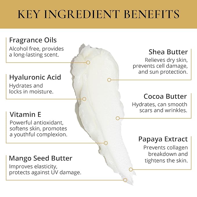 LUXURY LIFE BUTTER - Irresistibly Scented Body Butter with Hyaluronic Acid for Ultimate Moisture. Hydrates for a Non-Greasy Glamorous Glow (Presidential, Intimate Dessert, Tobacco Vanilla 5 oz)-BrightBean Baby
