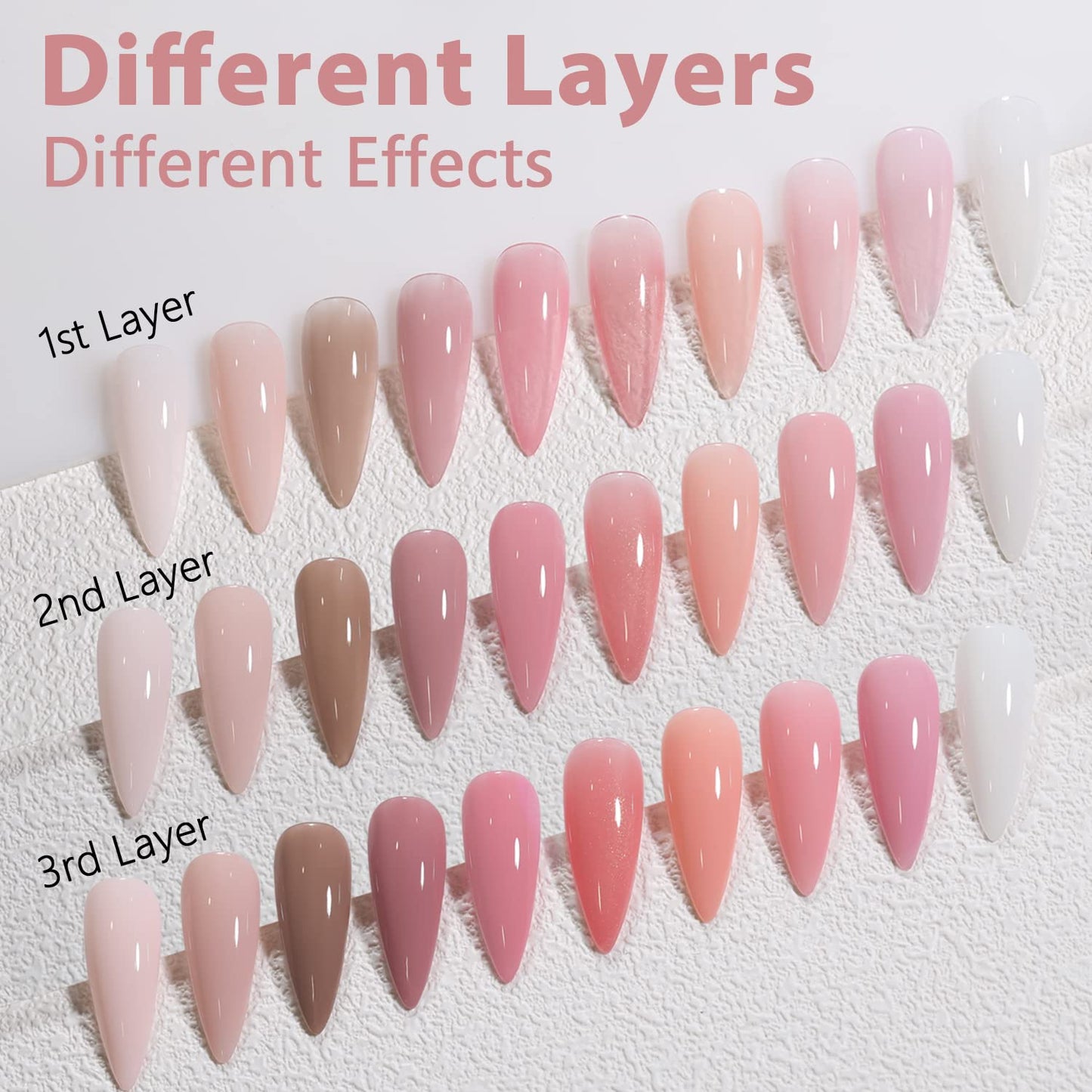 Jelly Pink Gel Nail Polish Set, 10 Colors Spring Summer Nude Kit Milky White Natural Gel, Soak Off LED DIY Art Salon Manicure Gifts for Girls.-BrightBean Baby
