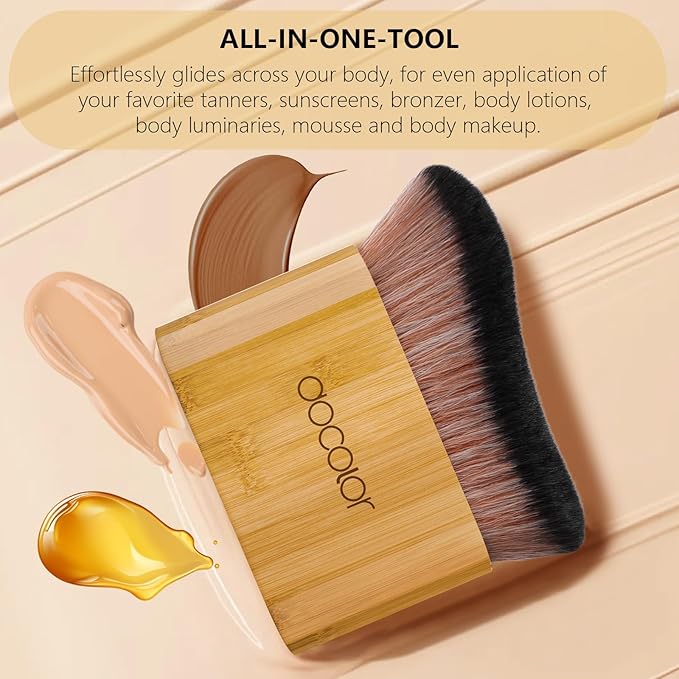 docolor Self Tanner Brush Large Body Makeup Brush, Soft Vegan Tanning Brush no stripes, for Foundation, Self-tanner, Bronzer, Self Tan Back Applicator Body + Face Self-Tan Blending Brush Gift Box-BrightBean Baby