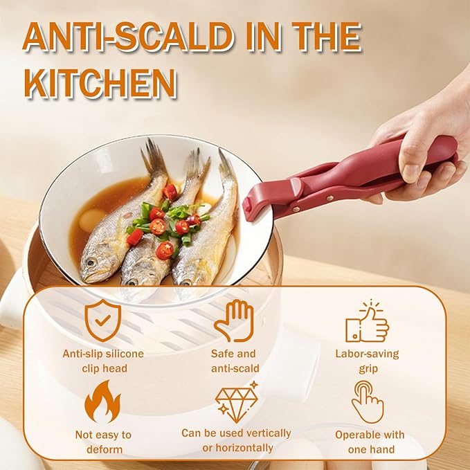 Hot Plate Grippers, 2026 New Anti-Scald Bowl Clip, Hot Plate Gripper Lifters Tongs, Kitchen Silicone Anti Slip Clip for Bowls,Pans,Dishes, Kitchen Gadget