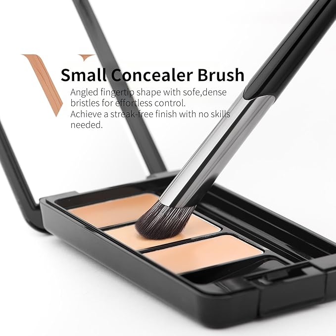 DUcare Nose Contour Brush, Angled Concealer Brush Under Eye, Small Under Eye Makeup Brush for Dark Circles Puffiness Puffy Face Eyebrow Eyes (V02 Mini Contour Brush)-BrightBean Baby