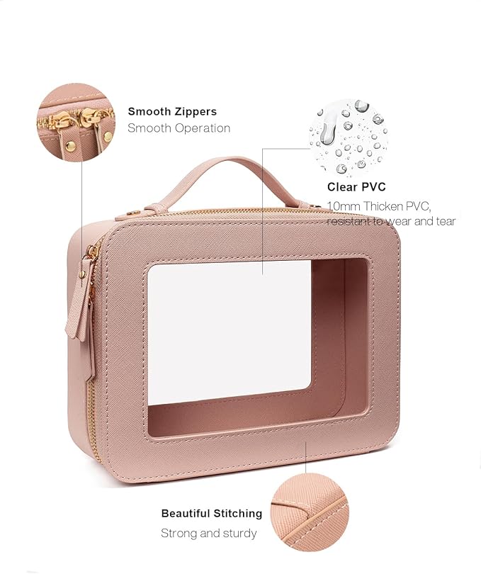 Clear Makeup Bag Small, TSA Approved Portable Toiletry Bag with Zipper Cosmetic Travel Bag Makeup Organizer Case Mini Makeup Pouch for Purse Car Organizer Bag for Women Men-BrightBean Baby