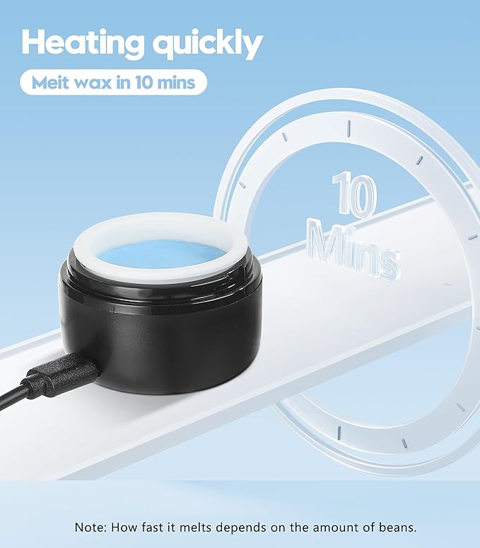 Nose Wax Kit - Travel Wax Warmer for Hair Removal with 100g Waxs, 15 Applicators, 30 Nose Hair Sticks 2 Silicone Pots, 1 Bag Constant Temperature, 15-20 Times Black - Round | Black | Mini-BrightBean Baby