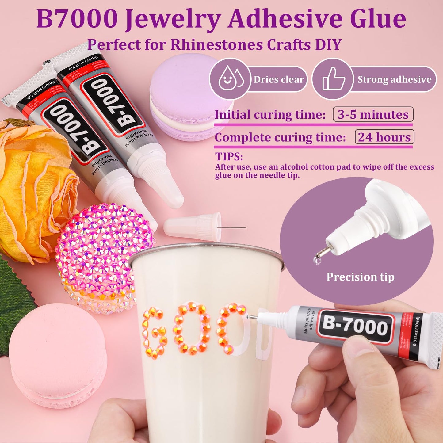 25000Pcs Resin Rhinestones with Tweezers for Crafting, Orange AB 2-6mm Mixed Sizes Bedazzling Crystal with 3Pcs 10ml B7000 Jewelry Glue for DIY Crafts Clothing Tumblers Shoes Fabric Nail Art-BrightBean Baby