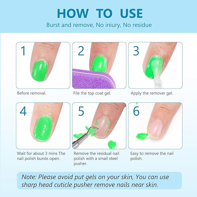 Gel Polish Remover for Nails (3Pack), Nail Polish Remover Tools Quick & Easy Remove Gel Polishs in 3-5 Minutes at Home, Don't Hurt Nails-BrightBean Baby