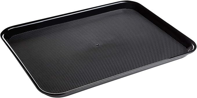 Rectangular Plastic Serving Trays,Fast Food Serving Cafeteria Trays,17"X13",Set of 6 (Black)