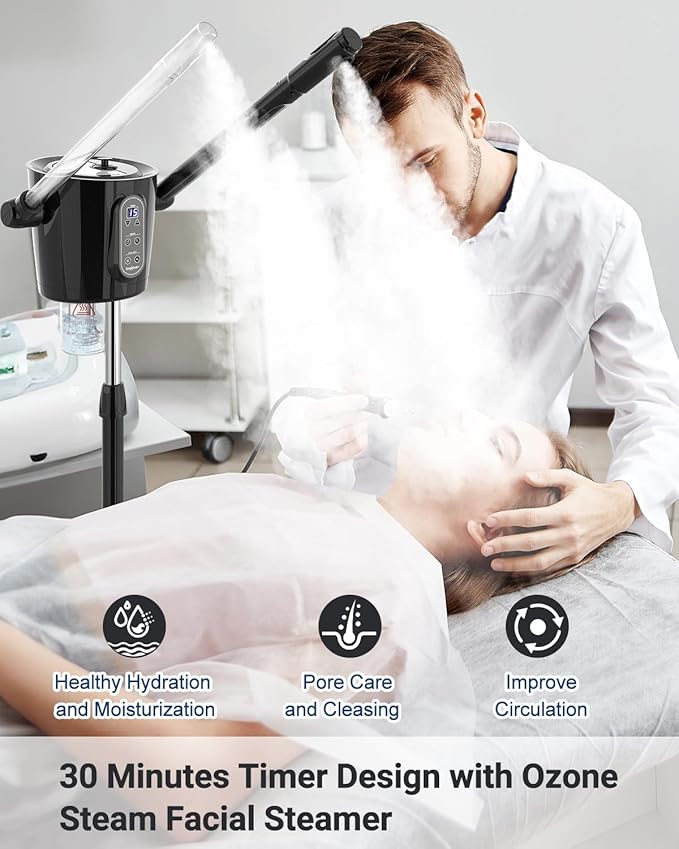 Kingsteam 2-in-1 Hot & Cold Facial Steamer with Ozone & Ionic Technology,Deep Cleansing & Moisturizing,30-Min Timer,Large Water Tank for Professional Estheticians, Beauty Salons & Home Use-BrightBean Baby
