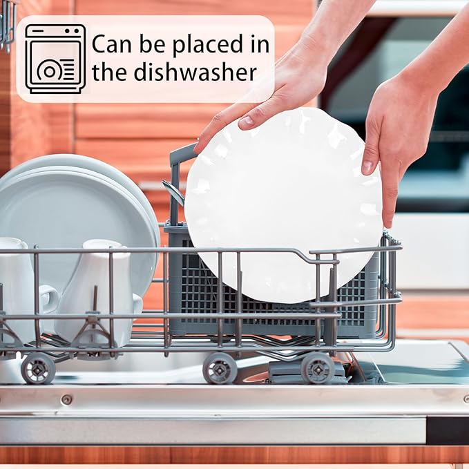 LIYH 24 Pcs White Plastic Plates Reusable - Unbreakable Party Plates, Microwave & Dishwasher Safe Camping Plate Sets Perfect for Parties, Birthday, Picnics, BPA Free (12Guests)