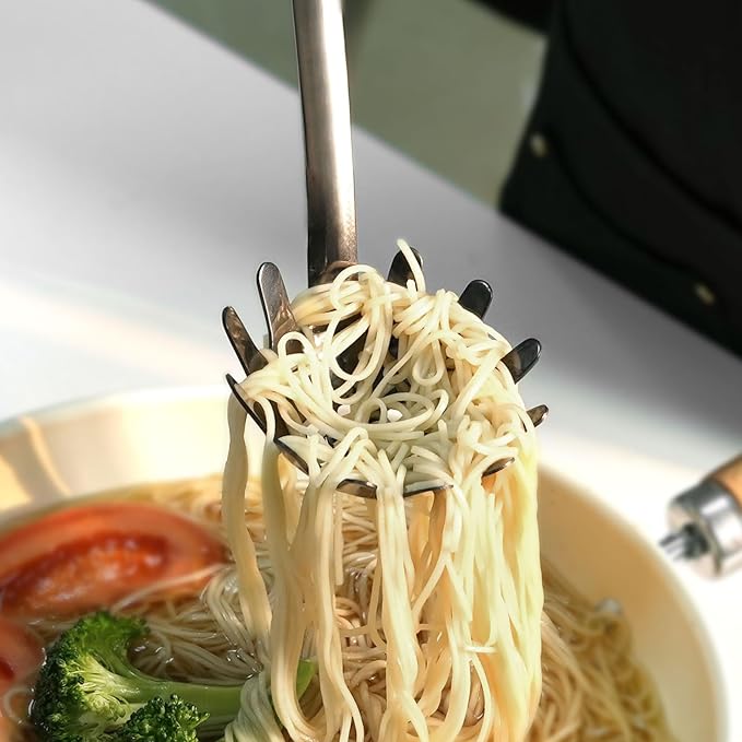 Stainless Steel Spaghetti Spoon - 12.6 Inch Pasta Spoon with Comfortable Grip Design -Metal Pasta Fork Pasta Server - Kitchen Gadgets Pasta Ladle Kitchen Tools