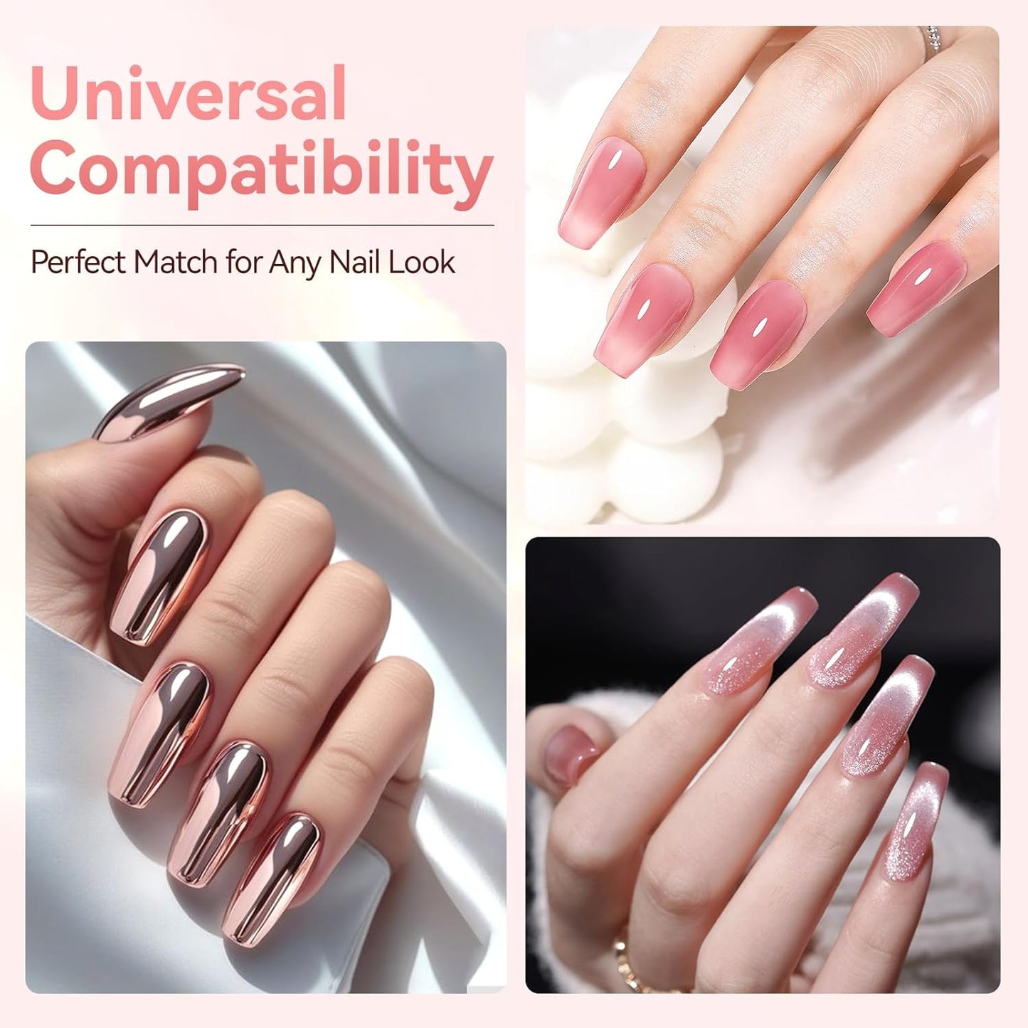 Makartt Gel Top Coat - 2PCS No Wipe Top Coat Gel Nail Polish, Long-Lasting Glossy Finish, Clear Nail Polish, Non-Yellowing, Pink Bottle, Soak Off with UV/LED Lamp, DIY Manicure Gift for Women-BrightBean Baby