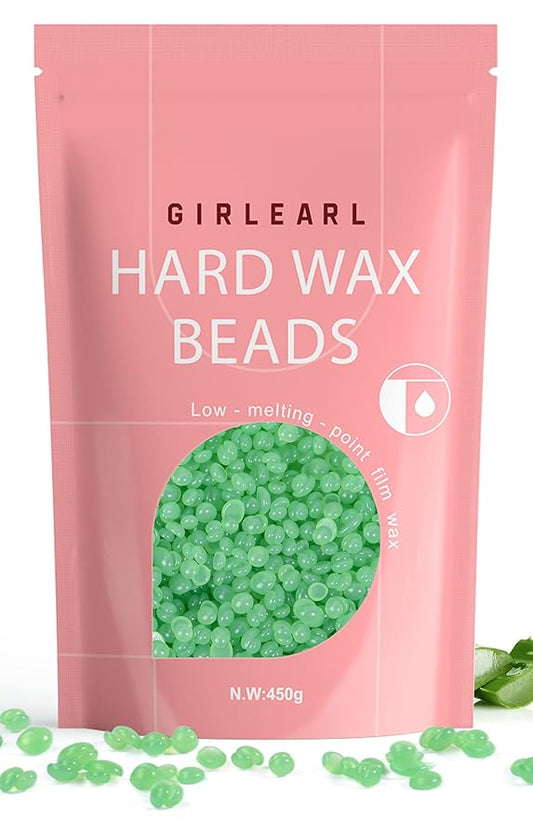 Wax Beads (1lb) for Hair Removal - Aloe Vera Formula, Perfect for Sensitive Skin, Eyebrow, Brazilian Bikini, Legs, Facial and Full Body Waxing at Home-BrightBean Baby