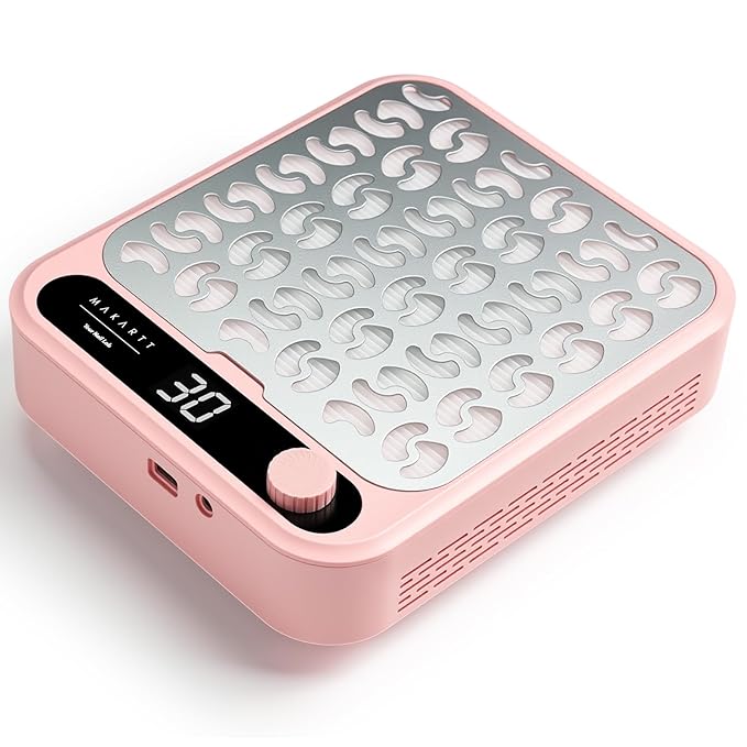 Makartt Nail Dust Collector - Professional Powerful Suction Larina Vacuum Fan Dust Cleaner with LED Display, Adjustable Speed, Reusable Filter for Acrylic Nails Polishing Manicure Salon Home Pink-BrightBean Baby