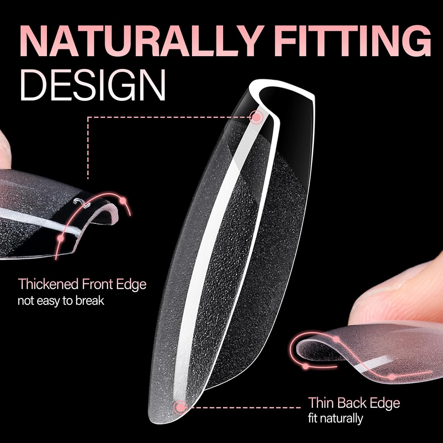 AILLSA Short Coffin Nail Tips Clear Gelly Nails Tip Half Matte Full Cover Tips Acrylic Pre-Filed Press on Fake Nail Tips for Nail Extension Home DIY Manicure 216PCS 12Sizes-BrightBean Baby