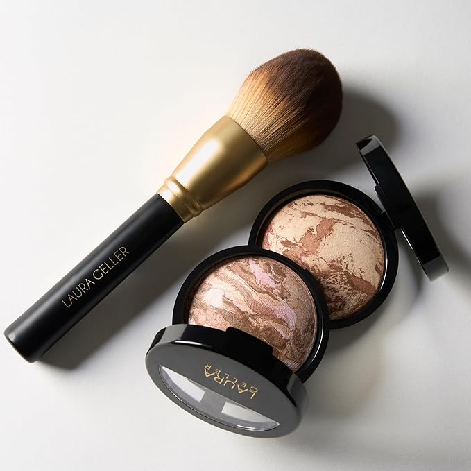 LAURA GELLER NEW YORK Classic Bronzer Brush | Fluffy Powder Brush, Contour & Define, Vegan Bristles-BrightBean Baby