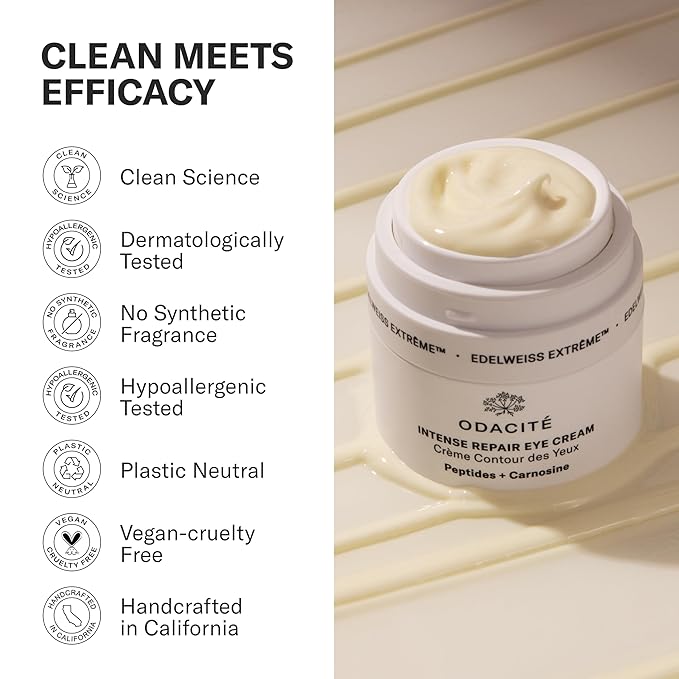 ODACITE Edelweiss Extreme Intense Repair Eye Cream - Anti-Aging Treatment with Carnosine Peptides for Youthful Eyes - Vegan Skincare - Sensitive Skin Friendly - For All Skin Types - 0.51 oz-BrightBean Baby