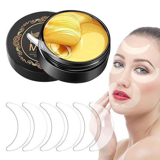 66PCS Under Eye Patches for Puffy Eyes 24K Gold Natural Hydrogel Collagen Eye Mask Reusable Silicone Gel Eye Anti Aging Pads for Reduce Fine Lines Wrinkles Eye Bags Transparent Gel Pack-BrightBean Baby