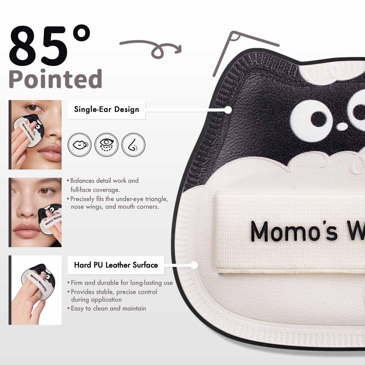 Lamb Toto Airy Marshmallow Puff,Makeup Sponge,Rubycell Material,Pointed Tip for Concealer + Flat Side for Foundation, Longwear Makeup, Travel Friendly & Reusable,2pcs Puffs & Storage Case-BrightBean Baby