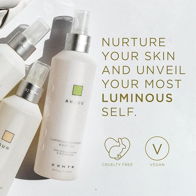 Zents Luminous Cashmere Body Oil (Anjou Fragrance) | Moisturizing Body Oil with Vitamin E & Organic Coconut Oil | Softens & Smooths Skin | 8 fl oz-BrightBean Baby