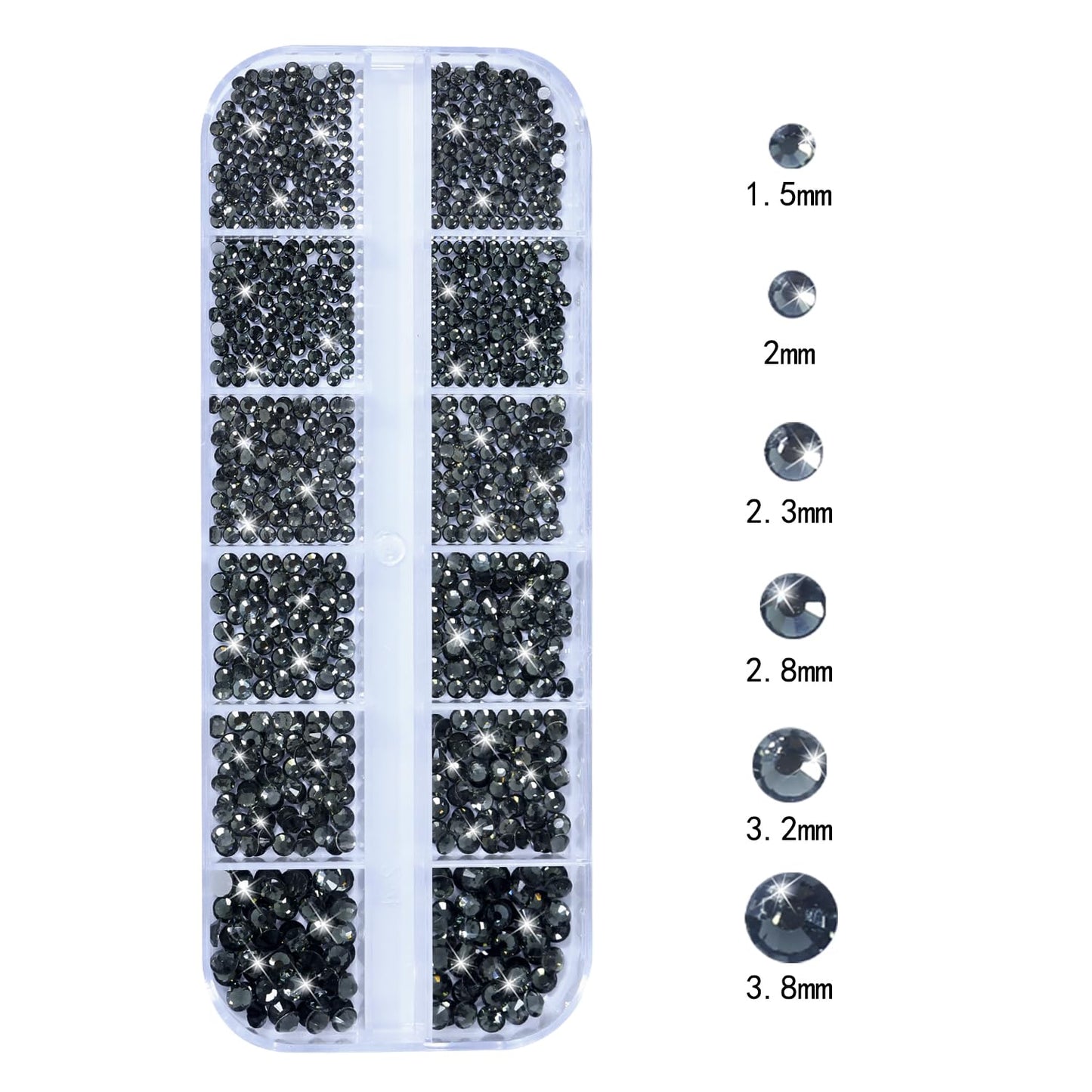 HNUIX Nail Rhinestones - 3D Multi Shape Size Crystal, Transparent Gray Nail Gems, Flat Back, with Kit, for Nail Art, DIY Decorations-BrightBean Baby