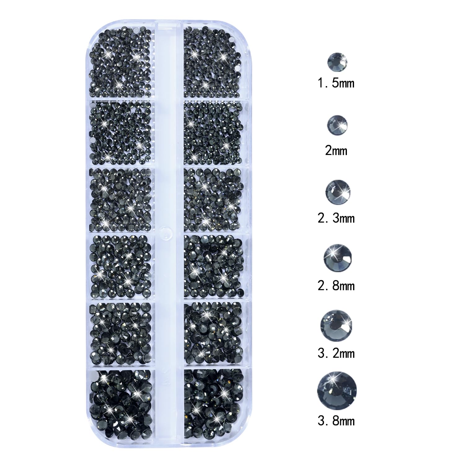 HNUIX Nail Rhinestones - 3D Multi Shape Size Crystal, Transparent Gray Nail Gems, Flat Back, with Kit, for Nail Art, DIY Decorations-BrightBean Baby