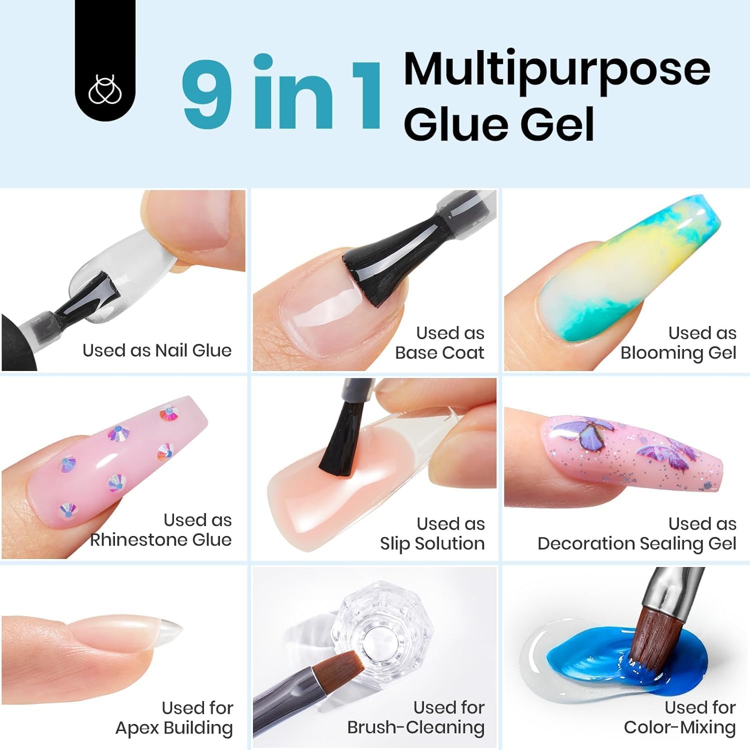 Beetles Gel Nail Kit Etch-X, Almond Medium, 500pcs 12 Sizes, with 9 in 1 Glue Mini Nail Lamp, Fall Nails, Pre-Etched Half Matte Easy Extension Set for Home DIY Salon Manicure Art-BrightBean Baby