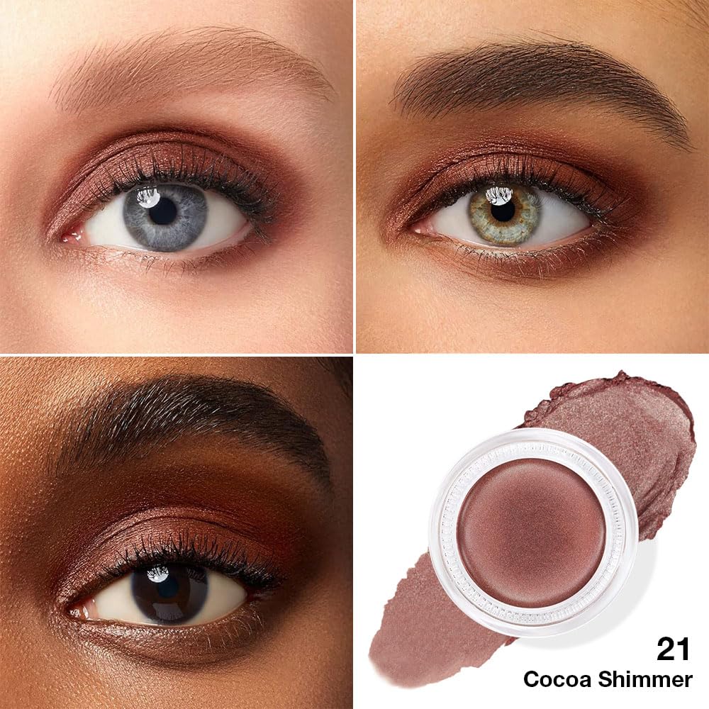 Kaely Single Cream Eyeshadow Pot, Cocoa Shimmer Eye Shadow for Older Women High Pigmented Waterproof, Natural Eyeshadow Palette Makeup Brightener, sombras en crema para ojos, Blendable, 21-BrightBean Baby