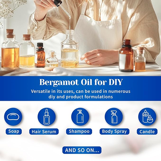 HIQILI Bergamot Essential Oil for Diffuser, Skin, Hair, DIY, 100% Pure & Natural - 16 Fl Oz (500 mL)-BrightBean Baby