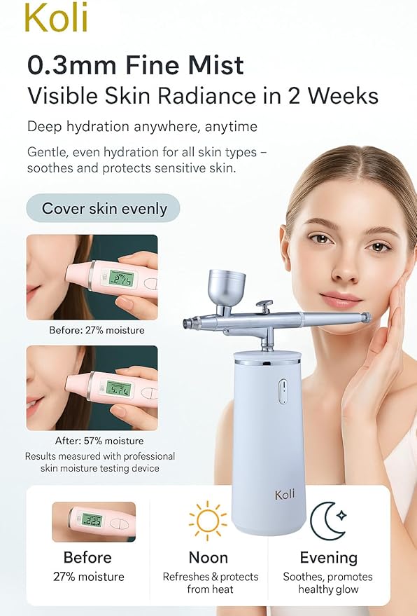Facial Mist Spray Machine – 0.3mm Oxygen Micro Mist for Toner & Serum Infusion | High-Pressure Hydration & Skin Cooling Steamer for Home & Salon Use – Koli Z2-BrightBean Baby