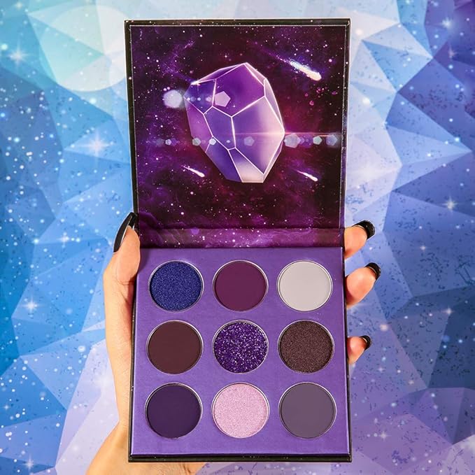 docolor Eyeshadow Palette 9 Colors Gemstone Shadow Palette Highly Pigmented Mattes Shimmers Smokey Glitter Cream Colorful Powder Blendable Long Lasting Waterproof Makeup Palette-Purple-BrightBean Baby