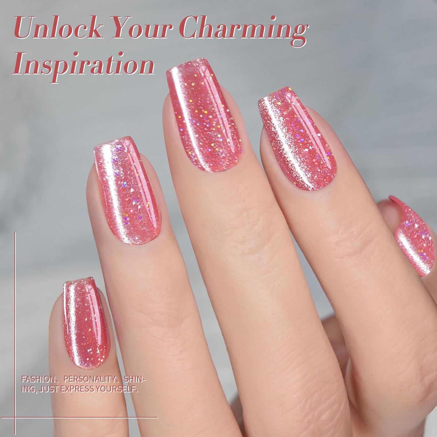 BORN PRETTY Cat Magnetic Eye Gel Nail Polish,Peach Blossom Glitter Cat Magnetic Gel Nail Polish Magnetic Nail Polish for Nail Art Manicure Salon DIY at Home 15ML-BrightBean Baby